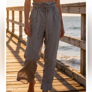 Anne Klein | Women’s Gray/Blue Casual High-water Linen  Pants | S
